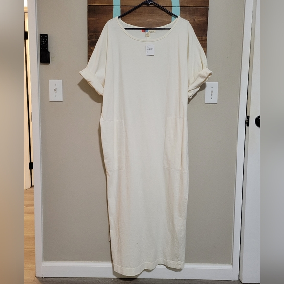 Free People Dresses & Skirts - Free People Beach Cream Maxi Cotton T-Shirt Dress With Pockets Size Large